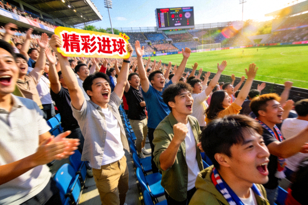 足球比赛现场观众欢呼精彩瞬间